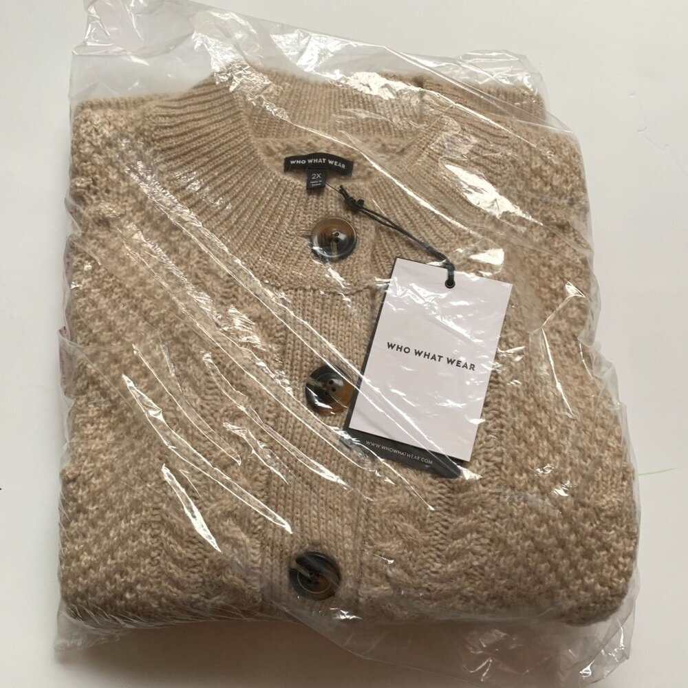 Who What Wear Oatmeal Heather Cardigan Sweater - Picture 3 of 6